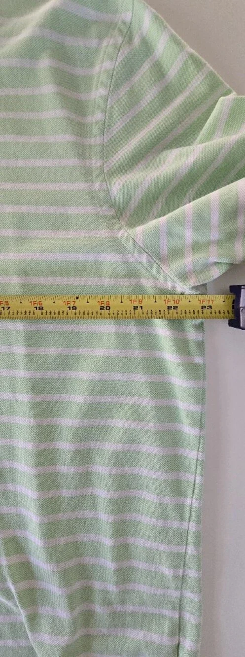 Ralph Lauren Light Green and White Striped Polo